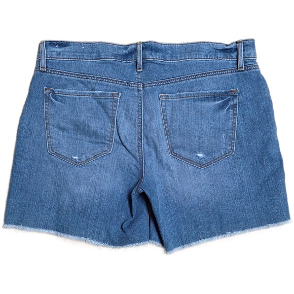 LOFT Distressed Denim Shorts Women's Size 29 8 Blue Frayed Hem - Picture 2 of 9
